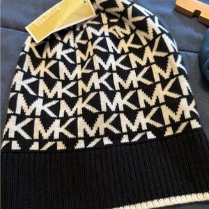 Michael Kors Monogram Black and White Beanie